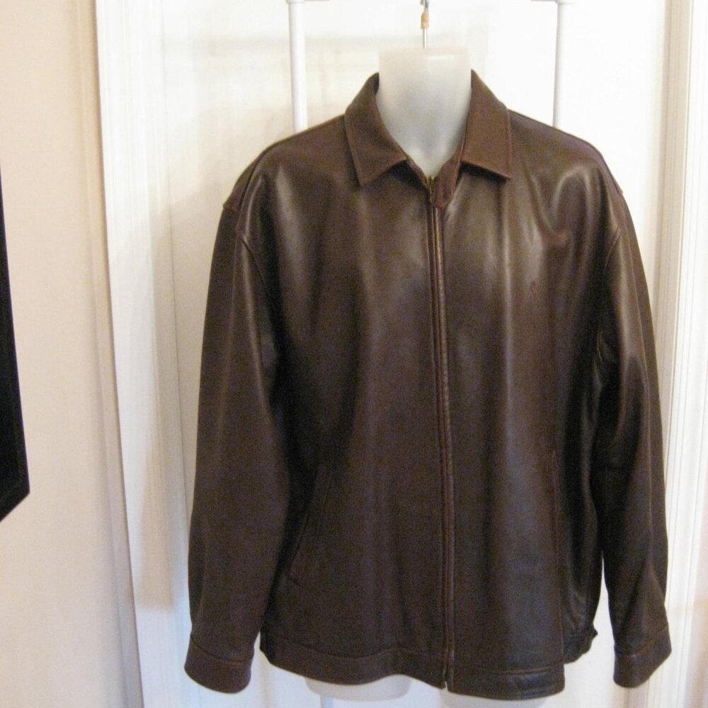 Vintage Ralph Lauren Polo Lambskin Men’s Leather Jacket Brown Size Large